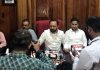 Ikkjutt Jammu chief Ankur Sharma addressing a press conference on Wednesday.