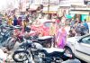 Traffic mess in Samba town due to wrong parking of vehicles.