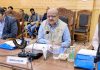 Chief Secretary BVR Subrahmanyam chairing a meeting at Bandipora on Tuesday.