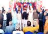 BJP leaders during a meeting in Rajouri on Monday.