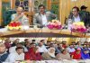 Advisor Vijay Kumar chairing a meeting at Pulwama on Friday.