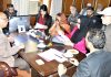 Advisor K Skandan interacting with a deputation in Srinagar on Monday.