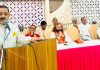 Union Minister Dr Jitendra Singh addressing a BJP public meeting, at New Delhi. Also seen are Member of Parliament Hans Raj Hans and Leader of Opposition in Delhi Legislative Assembly Vijender Gupta. 