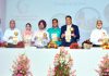 Vice-Chancellors of SKUAST Jammu and Kashmir along with others releasing souvenir of Agricultural Science Congress during valedictory function on Wednesday.