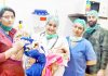 Dr Rashi Sammi, Dr Aakriti and Amandeep Hospital team in a happy posture with all three newborns.