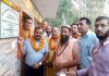 Ch. Vikram Randhawa, ex MLC and senior BJP leader inaugurating a toilet complex at Gadigarh on Wednesday.
