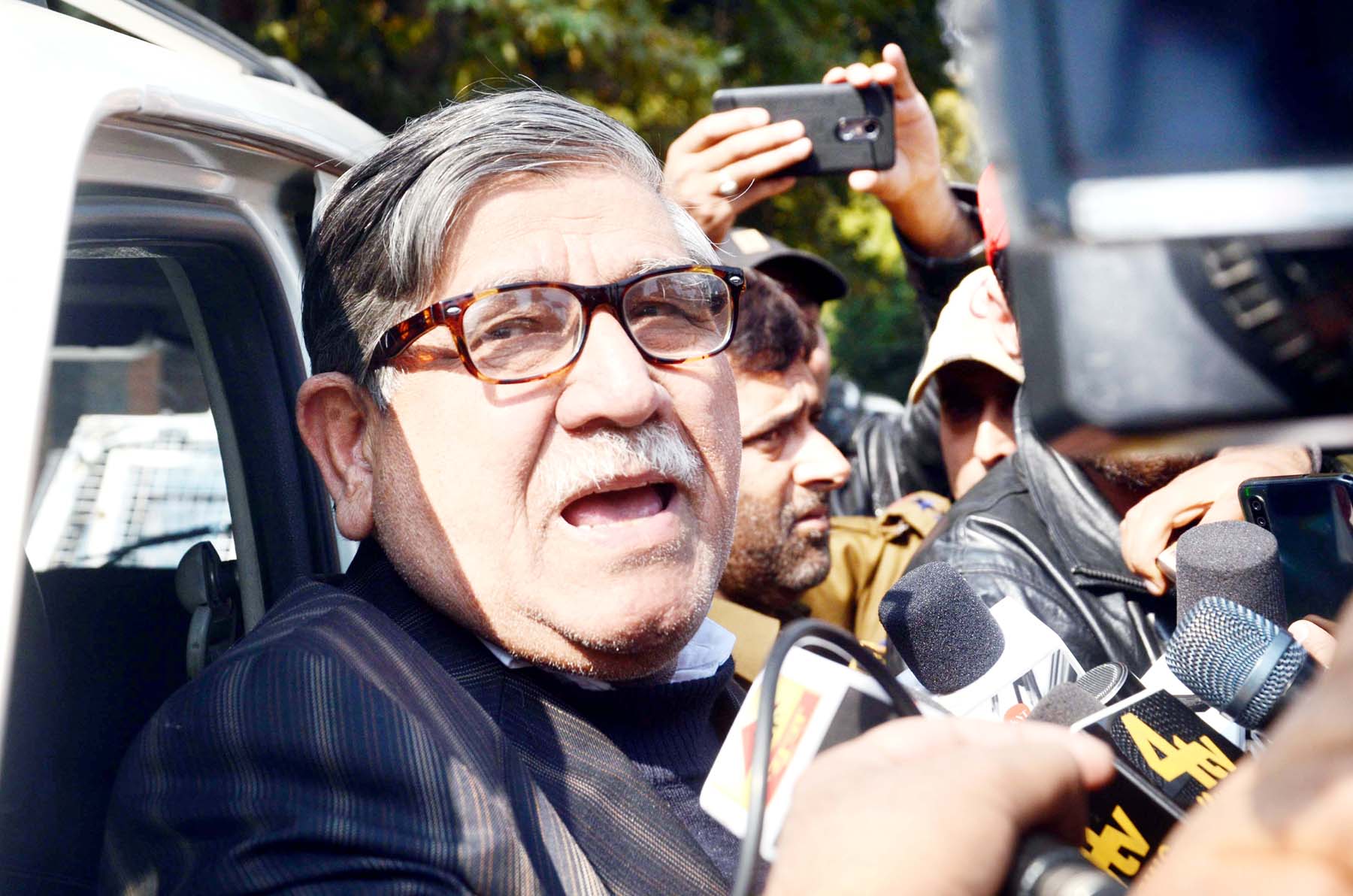 NC leader Akbar Lone speaking to media. -Excelsior/Shakeel NC leader Akbar Lone speaking to media. -Excelsior/Shakeel