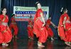 Students presenting cultural item during Yuvtarang 2019.