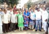 Udhampur Safai Karamcharis protesting for consideration of their demands on Wednesday.