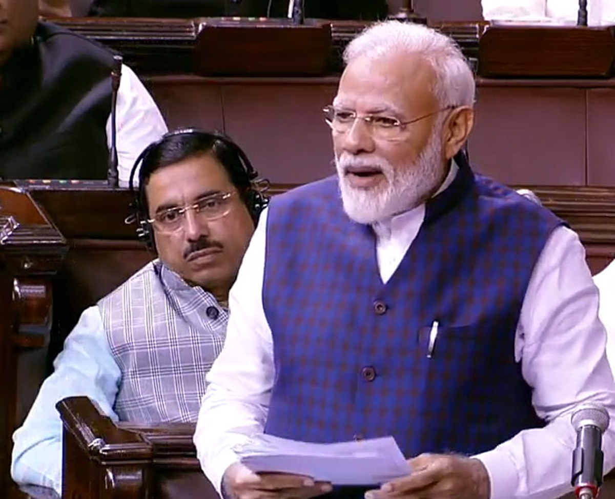 Prime Minister Narendra Modi speaking in Rajya Sabha on Monday. Prime Minister Narendra Modi speaking in Rajya Sabha on Monday.