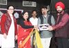 Dignitaries during Mehfil-E-Ghazal at University of Jammu on Tuesday.