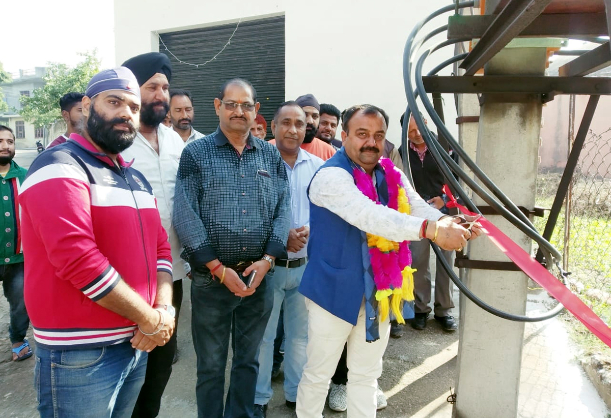 Former MLC Ch Vikram Randhawa inaugurating newly installed transformer at Channi Rama on Monday. Former MLC Ch Vikram Randhawa inaugurating newly installed transformer at Channi Rama on Monday.