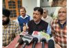 Former MLA and NPP senior leader, Yash Pal Kundal addressing a press conference at Samba on Tuesday.