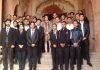 Students during the celebration of Heritage Week at Mubarak Mandi Complex, Jammu on Tuesday.