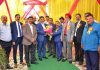 JKGBRWA representatives presenting a bouquet to Chairman JK Bank, R K Chhibber during a function at Jammu on Tuesday.