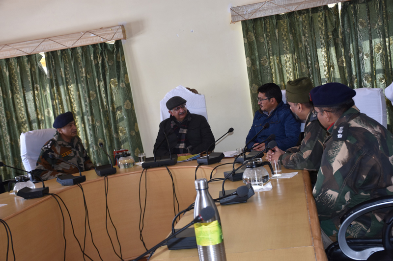 Advisor to Lt Governor Ladakh Umang Narula chairing a meeting at Kargil on Thursday. Advisor to Lt Governor Ladakh Umang Narula chairing a meeting at Kargil on Thursday.