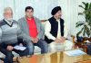 Lt Governor G C Murmu meeting deputation of All J&K Transport Welfare Association on Saturday.
