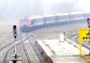 Railway authorities conduct trial run of train from Srinagar to Banihal on Saturday. -Excelsior/Shakeel