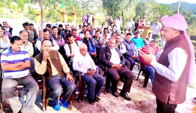 BJP senior leader and ex MLC, Vibodh Gupta addressing a meeting at Keri in Rajouri on Sunday. BJP senior leader and ex MLC, Vibodh Gupta addressing a meeting at Keri in Rajouri on Sunday.