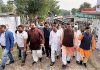 MP, Jugal Kishore Sharma leading Gandhi Sankalp Yatra in Chowki Choura area of Akhnoor Assembly segment on Wednesday.