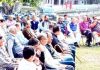 NPP leader Harshdev Singh addressing public gathering at Raipur-Domana in Jammu.
