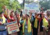 YAIKS activists protesting at Jammu on Saturday. —Excelsior/Rakesh