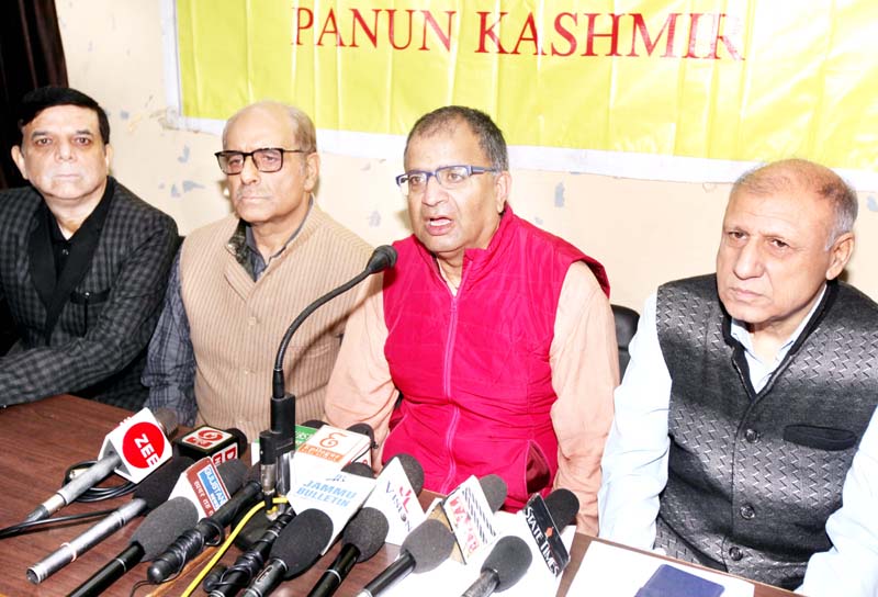 PK leaders at a press conference in Jammu on Sunday. PK leaders at a press conference in Jammu on Sunday.