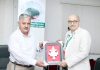 CUJ VC Prof Ashok Aima presenting memento to DRDO team head, visiting the University.