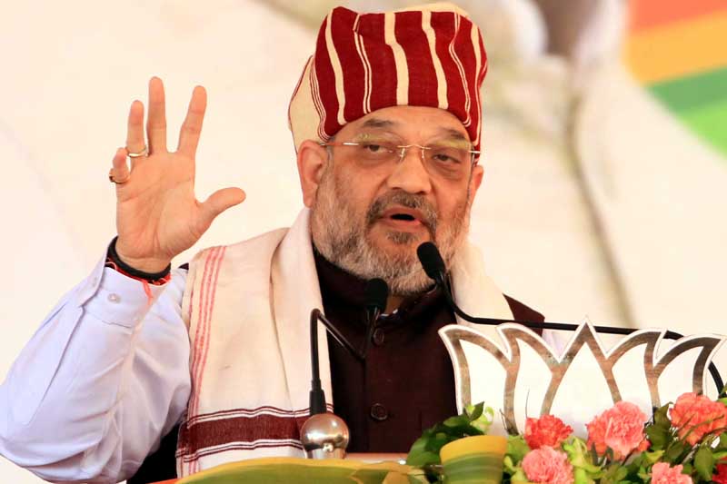 Union Minister for Home Affairs Amit Shah addresses an election rally for the forthcoming Assembly Election-2019 in favour of BJP candidate Sukhdeo Bhagat from Lohardaga assembly constituency in Lohardaga, Jharkhand on Thursday. (UNI) Union Minister for Home Affairs Amit Shah addresses an election rally for the forthcoming Assembly Election-2019 in favour of BJP candidate Sukhdeo Bhagat from Lohardaga assembly constituency in Lohardaga, Jharkhand on Thursday. (UNI)