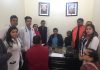 Doctors examining patients at a medical camp organised by Mahajan Sabha at Channi Himmat on Sunday.