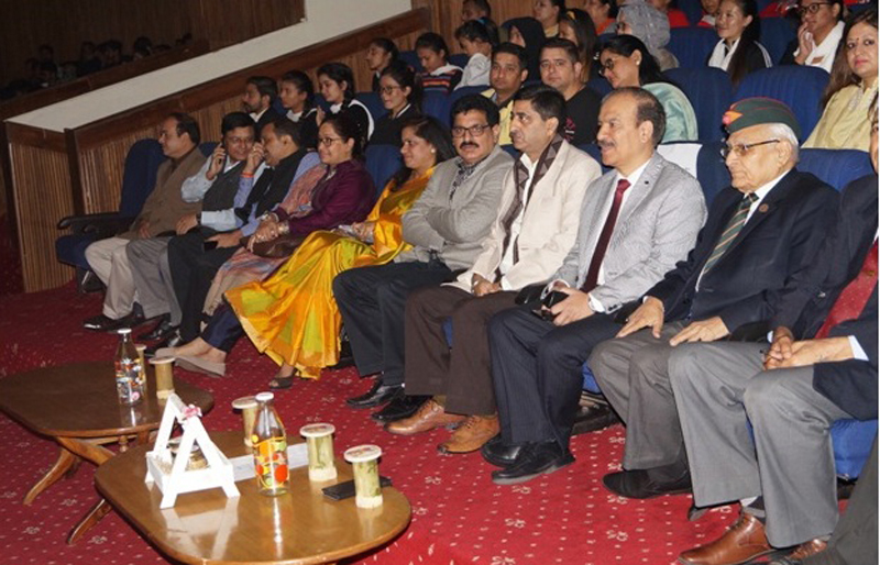 JU Vice - Chancellor and others witnessing screening of a documentary on Wednesday. JU Vice - Chancellor and others witnessing screening of a documentary on Wednesday.
