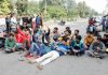 Students raising slogans during protest. -Excelsior/Rakesh