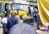 Illegal structures being demolished in Parimpora, Srinagar on Wednesday.