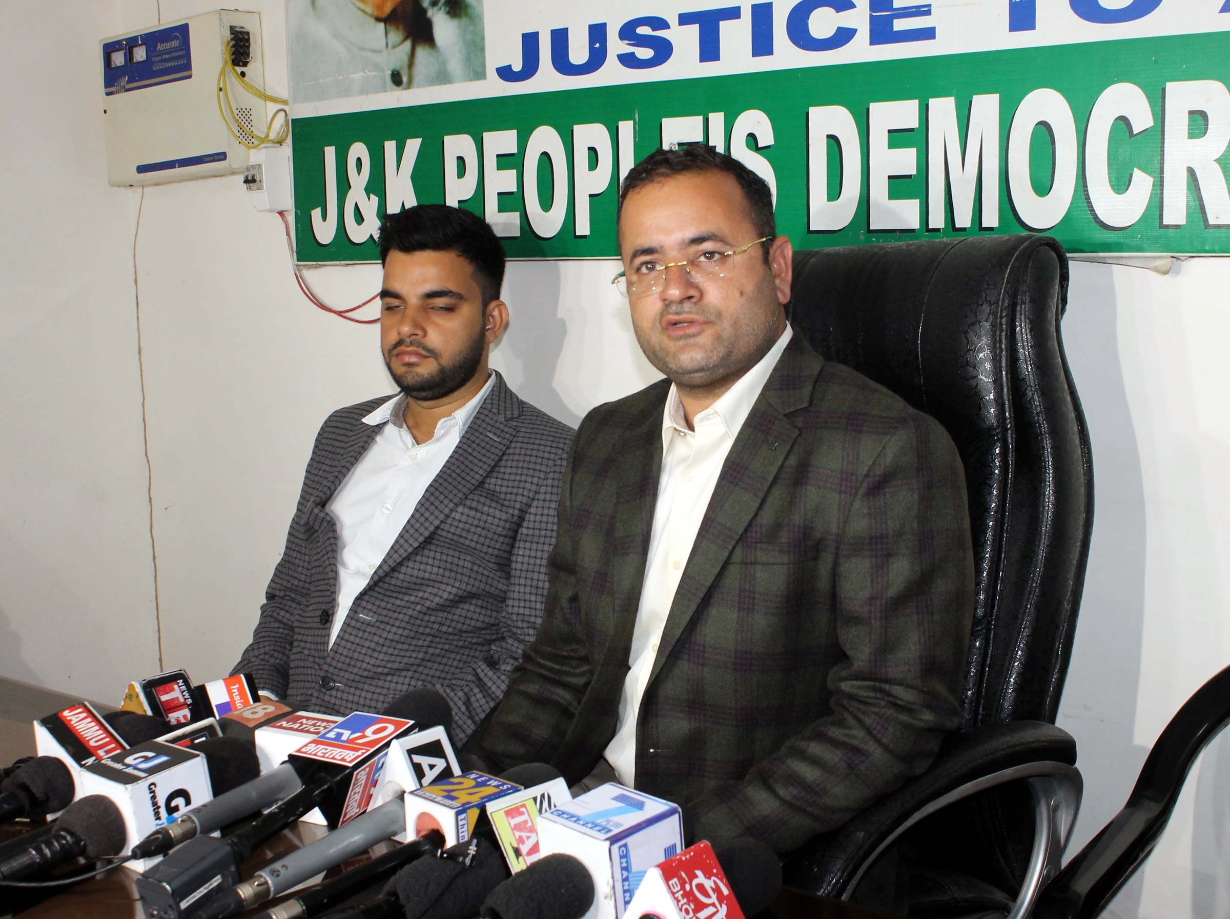 PDP leader Parvez Wafa addressing a press conference at party head office in Jammu. PDP leader Parvez Wafa addressing a press conference at party head office in Jammu.