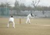 A player hitting a shot during match at GGM Science College Hostel ground on Saturday. (Excelsior/Rakesh)