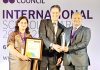 Jodhamal Principal, Dr Deep Khare and ISA Coordinator Bhawna Madaan receiving prestigious award in New Delhi.