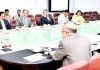 Lt Governor GC Murmu chairing meeting to review implementation of Social Welfare Schemes.
