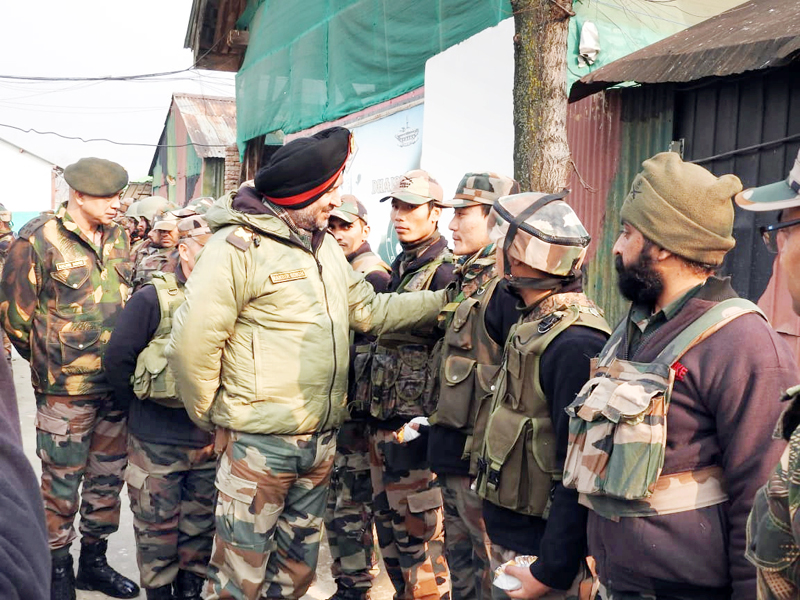 Northern Army Commander Lt Gen Ranbir Singh interacting with troops in Kashmir. Northern Army Commander Lt Gen Ranbir Singh interacting with troops in Kashmir.