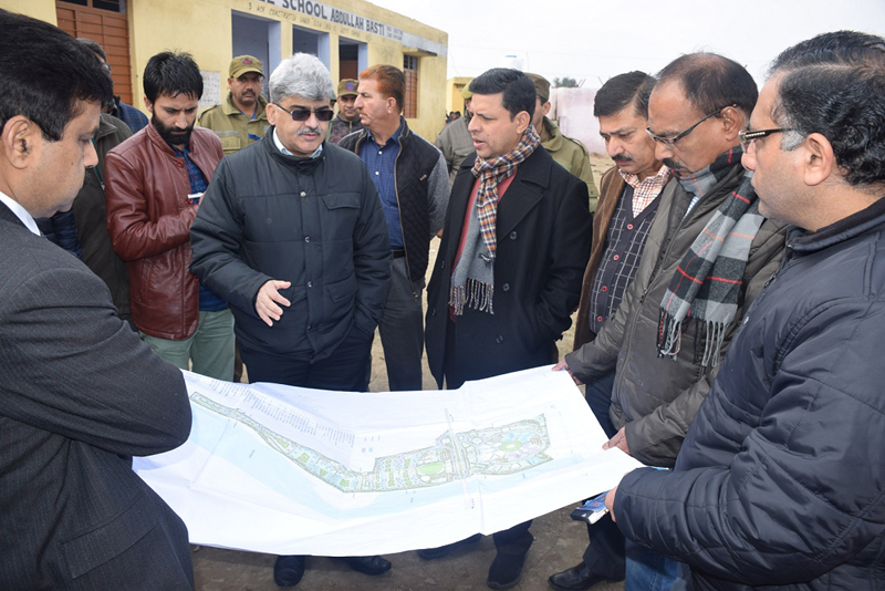 FC Health, Atal Dulloo inspecting AIIMS site at Vijaypur on Wednesday. FC Health, Atal Dulloo inspecting AIIMS site at Vijaypur on Wednesday.