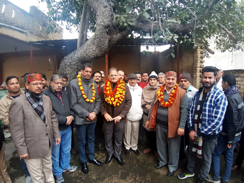 Former Deputy CM, Kavinder Gupta during his tour to Channi area on Wednesday. Former Deputy CM, Kavinder Gupta during his tour to Channi area on Wednesday.