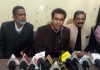Office bearers of School Education Officers Association addressing press conference at Jammu on Saturday.