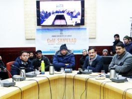 Advisor to Lt Governor, Ladakh Umang Narula chairing a meeting in Leh on Tuesday.