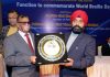 Senior Judo coach of JKSC, Suraj Bhan Singh being honoured in New Delhi.