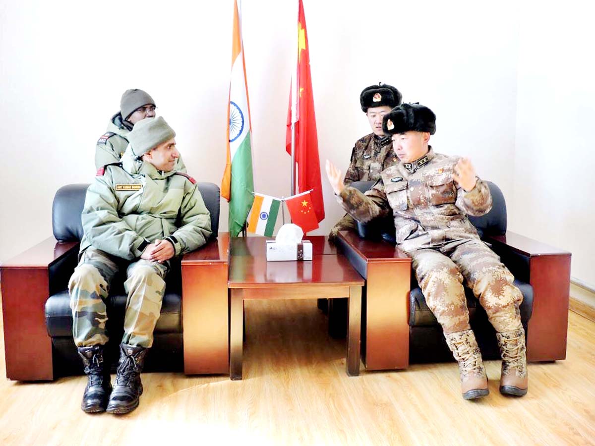 India and China Army officers during a meeting. India and China Army officers during a meeting.