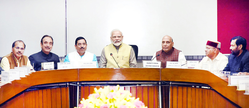 Prime Minister Narendra Modi chairing the All Party Meeting ahead of the budget session of Parliament in New Delhi on Thursday.(UNI) Prime Minister Narendra Modi chairing the All Party Meeting ahead of the budget session of Parliament in New Delhi on Thursday.(UNI)