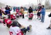 Physically challenged people playing Sledge Ice Hockey at Leh. -Excelsior/ Morup Stanzin