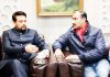 Union Minister Anurag Thakur and BCCI member Ranjit Kalra during interaction at Jammu on Sunday.