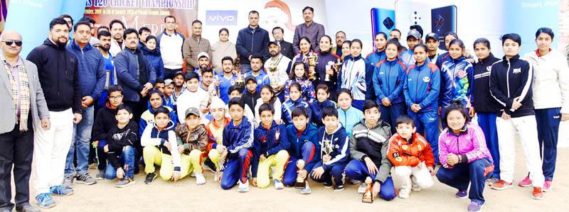 Winners posing along with dignitaries and officials at Parade ground in Jammu. Winners posing along with dignitaries and officials at Parade ground in Jammu.