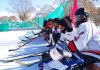 Ice Hockey players ready to go at Leh on Monday. -Excelsior/Basharat Ladakhi.