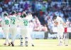 Anrich Nortje of South Africa celebrates the wicket of Ben Stokes at Newlands Cricket Stadium.
